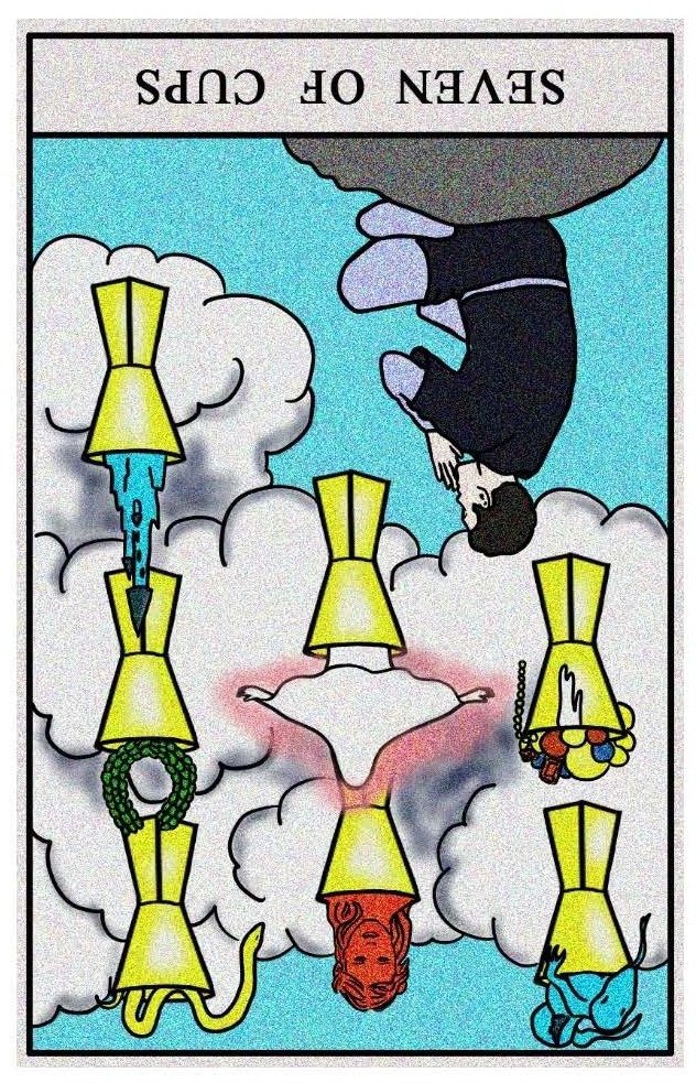 Boston Tarot Readings - Seven of Cups - Reversed